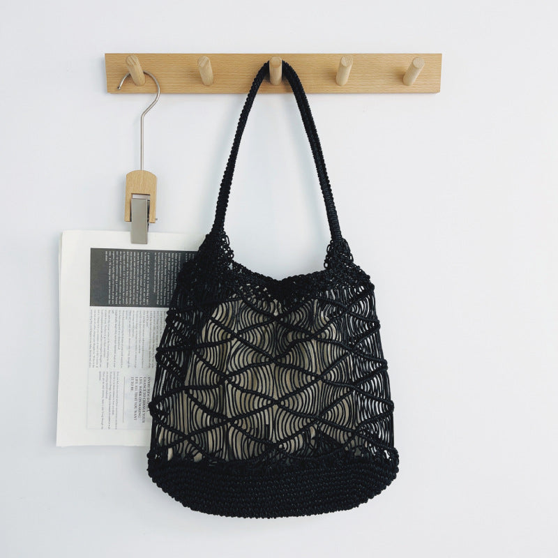 Solid Color Hand Woven Hollow Tote Bag 8CW6BBG530L