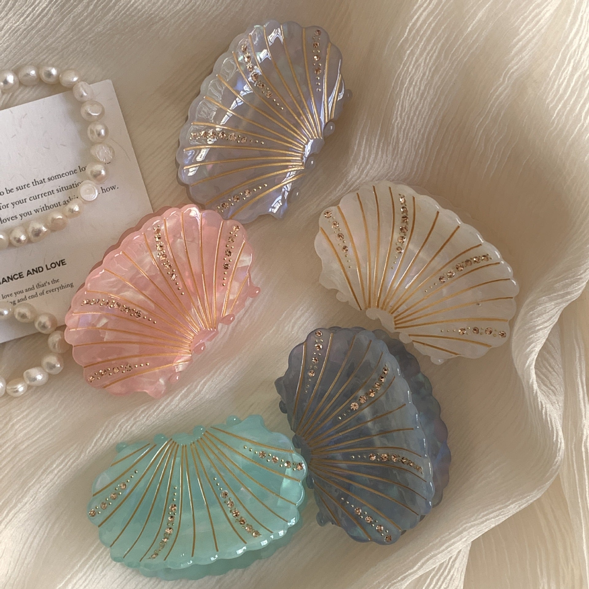 Creative Shell Shape Rhinestones Acetate Hair Clip MK2PM6W6HCP12
