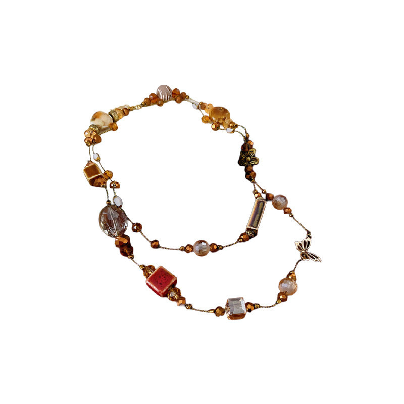 Elegant Ceramic Geometric Double Layer Beads Necklace 6W6JNC946