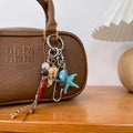 Vintage Beaded Starfish Pendant Keychain Bag Charm 6W10BBC347