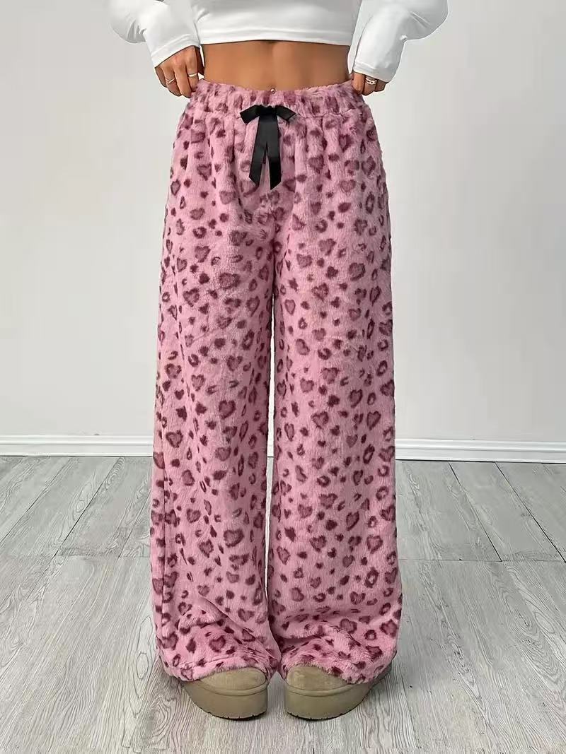 Casual Leopard Print Elastic Waist Wide Leg Pants DP25G904