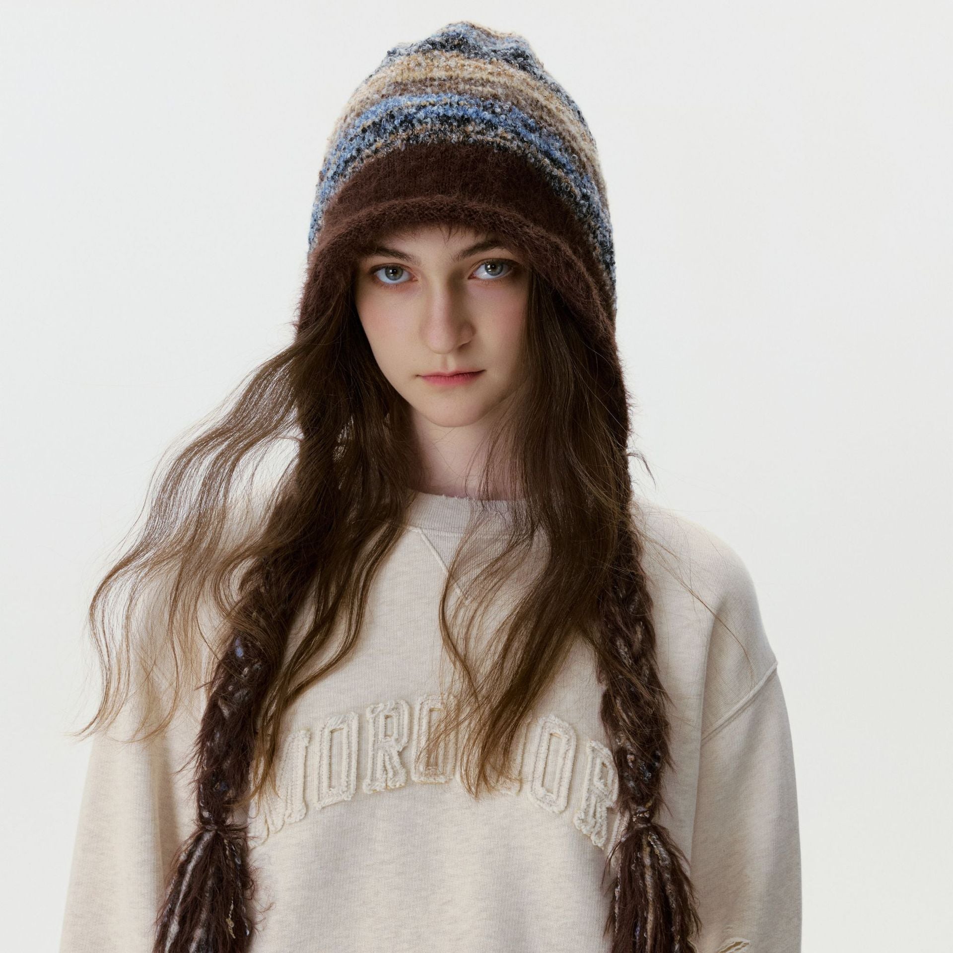 Vintage Windproof Warm Braided Tassel Knit Beanie 6W6HAT521
