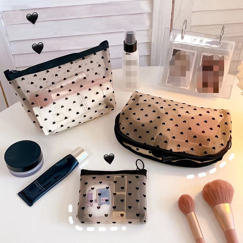 Love Print See Through Mesh Make Up Bag DP25A596