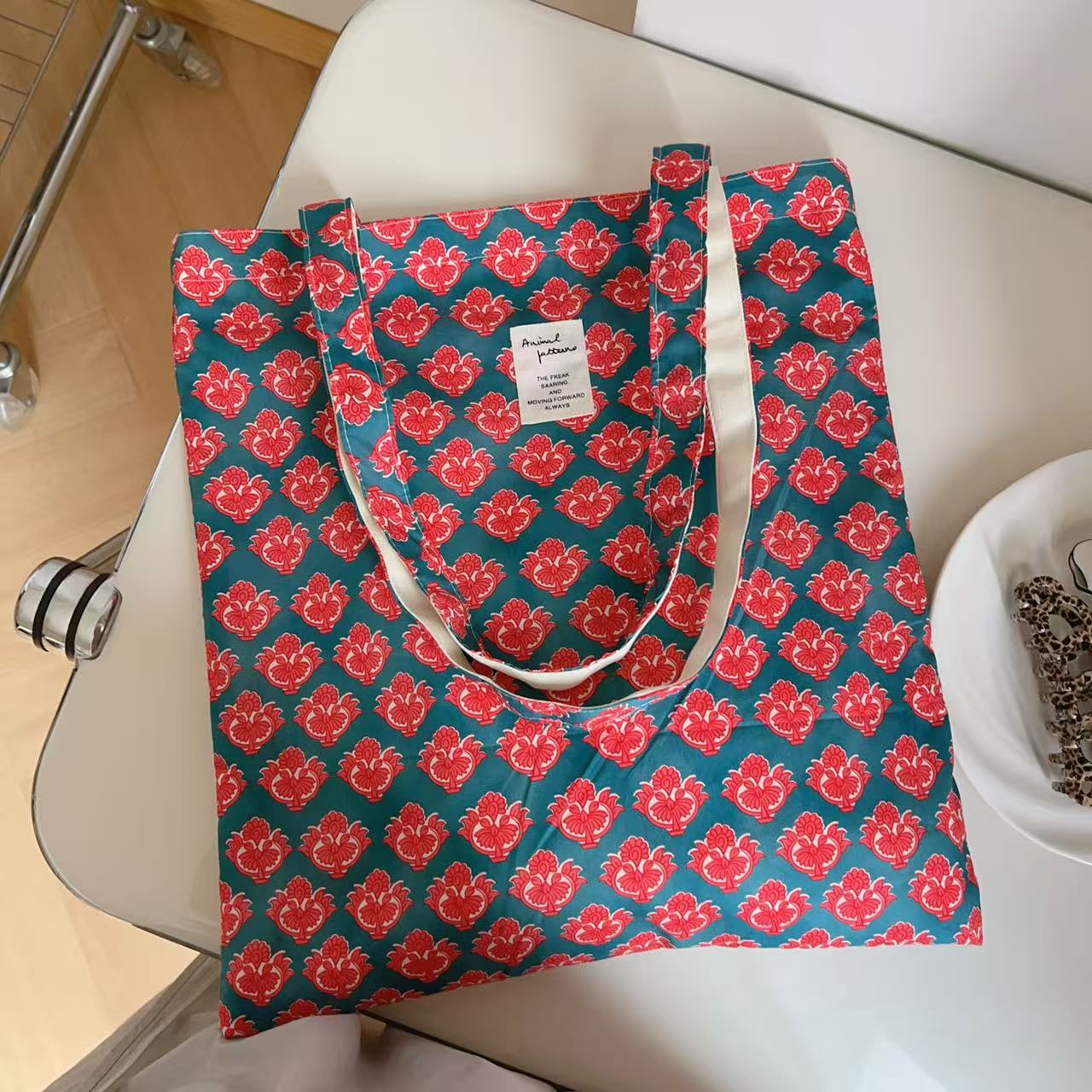 Flower Color Block Tote Bag - DippedShop Wholesale - #4547