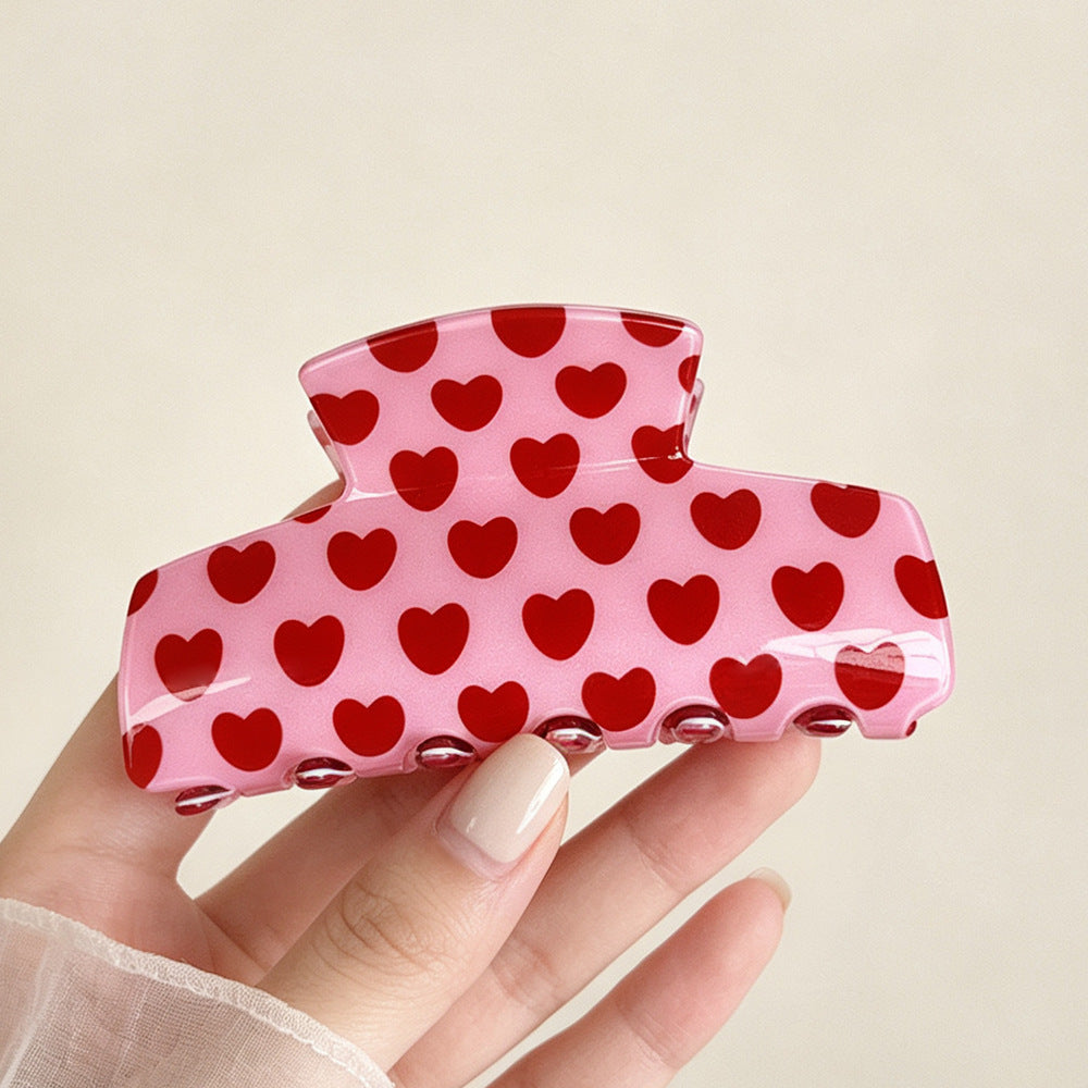Heart Print Hair Claw - DippedShop Wholesale - #9187
