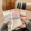 Minimalist Striped Wool Blend Thicken Crew Socks 6W8FSO537