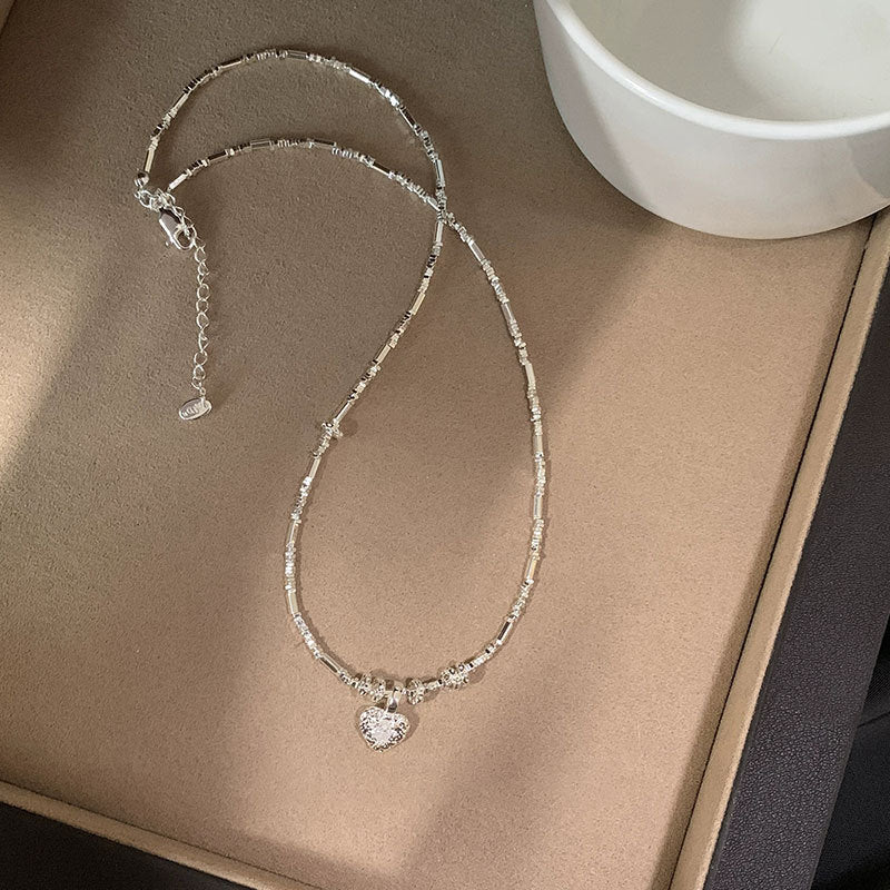 Stylish Cubic Zirconia Heart Pendant Choker Necklace 6W6JNC447