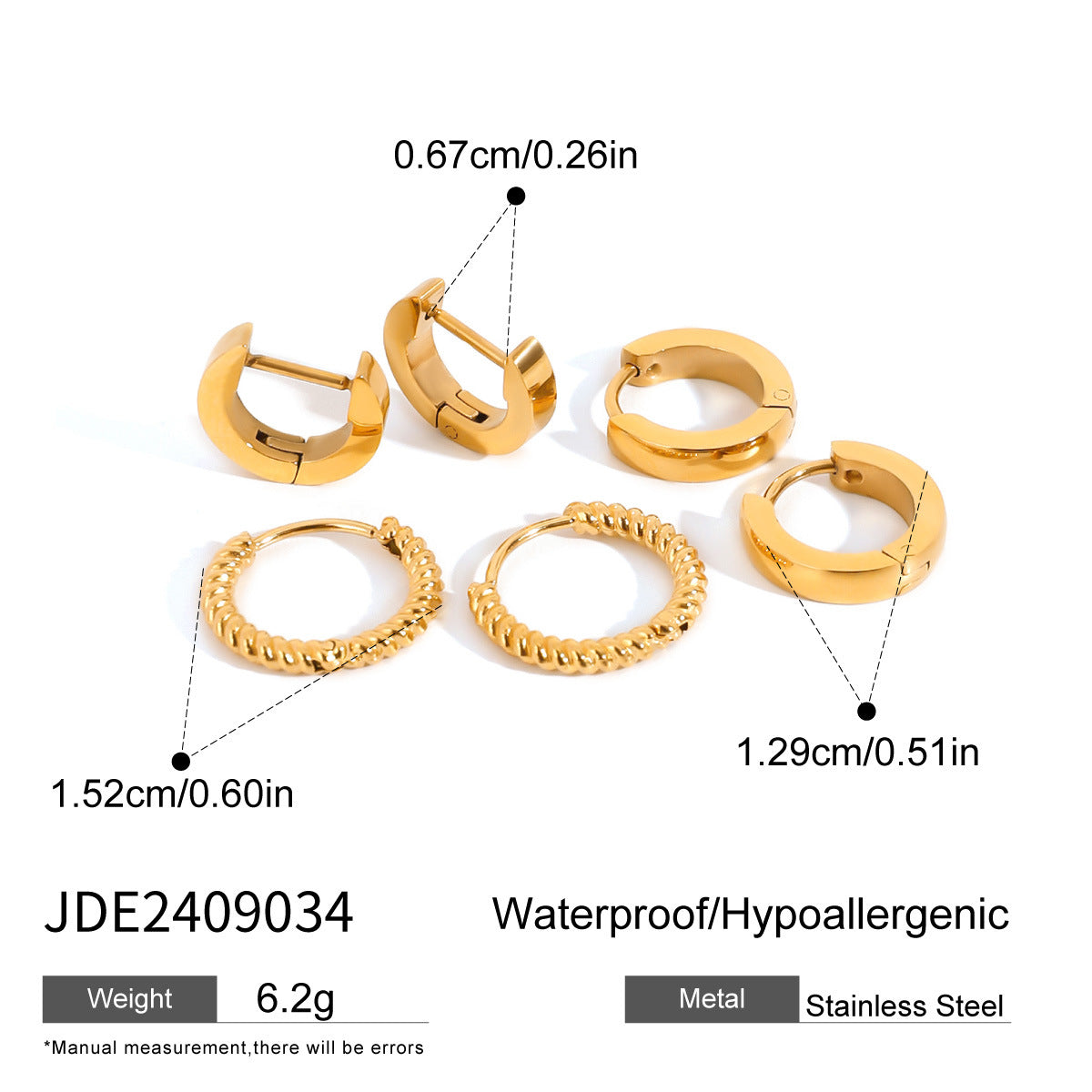 Gold Plated Rhinestone Hoops - DippedShop Wholesale - #7795