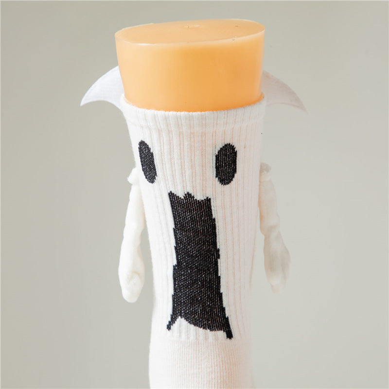 Halloween Spooky Cute Magnetic Ghost Bat Funny Socks 6W8FSO587