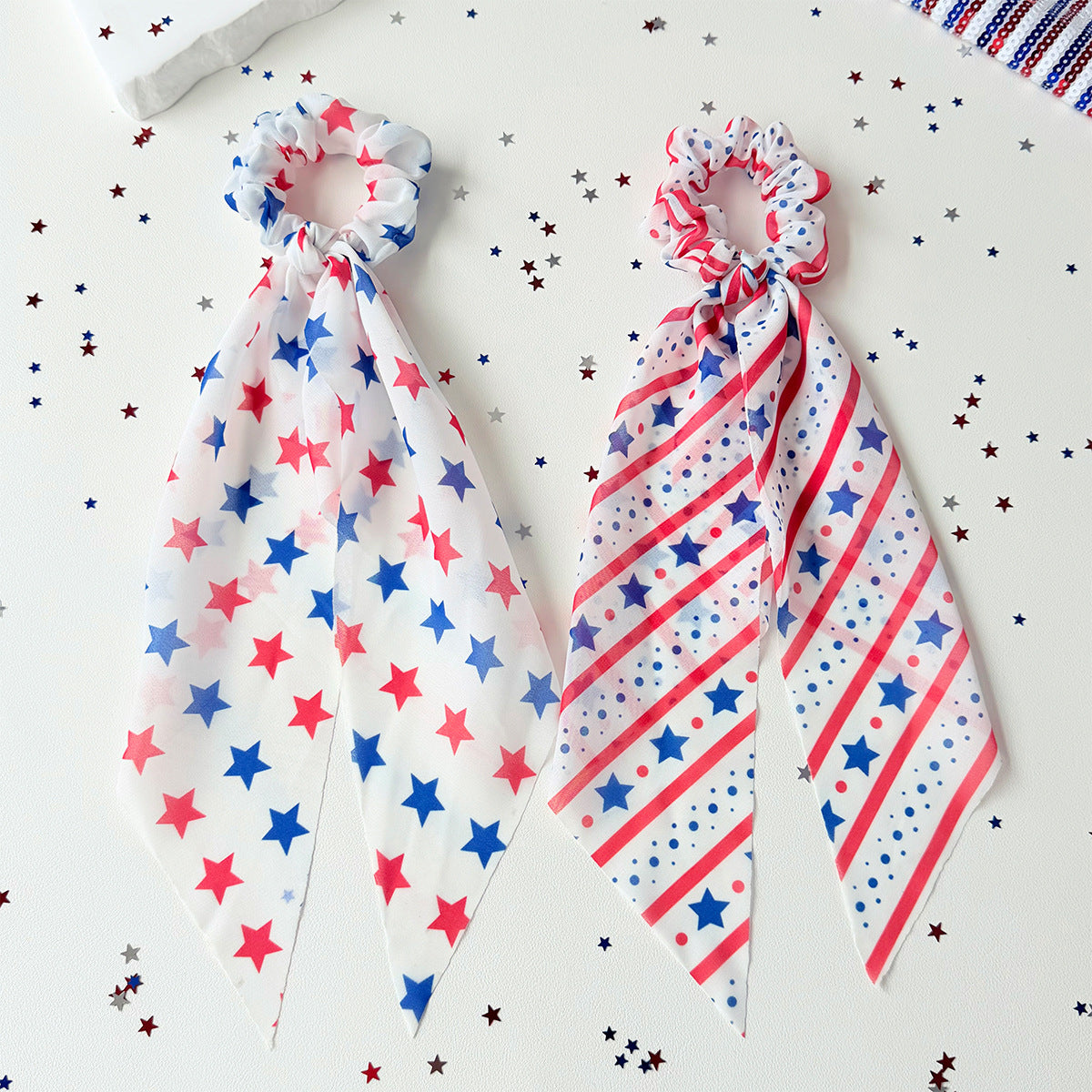Trendy USA Flag Color Block Stretchy Hair Tie 8BK6HSR16T
