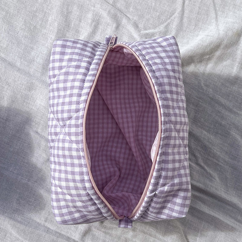 Quilted Plaid Cosmetic Bag - DippedShop Wholesale - #9507