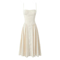 Solid Color Square Neck Pleated Midi Dress MK2BLW6W1DR41
