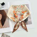 Vintage Floral Print Pearl Solf Silk Scarf MK2BLW6W6NSI64
