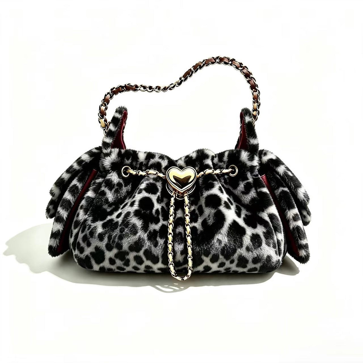 Elegant Soft Plush Leopard Print Shoudler Bag 6W10BBG2364
