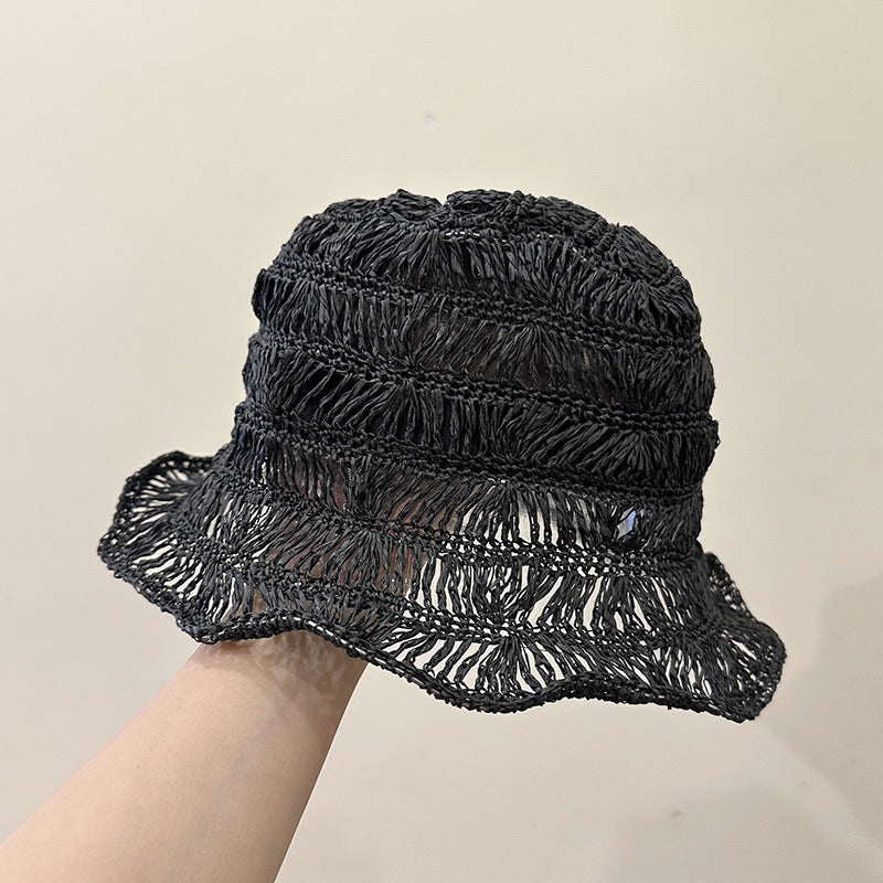 Minimalist Hollow Out Handwoven Straw Bucket Hat DP25E417