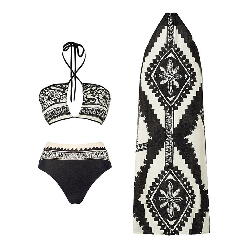 3PCS Vintage Print Sexy Halter Swimwear DPSW0410