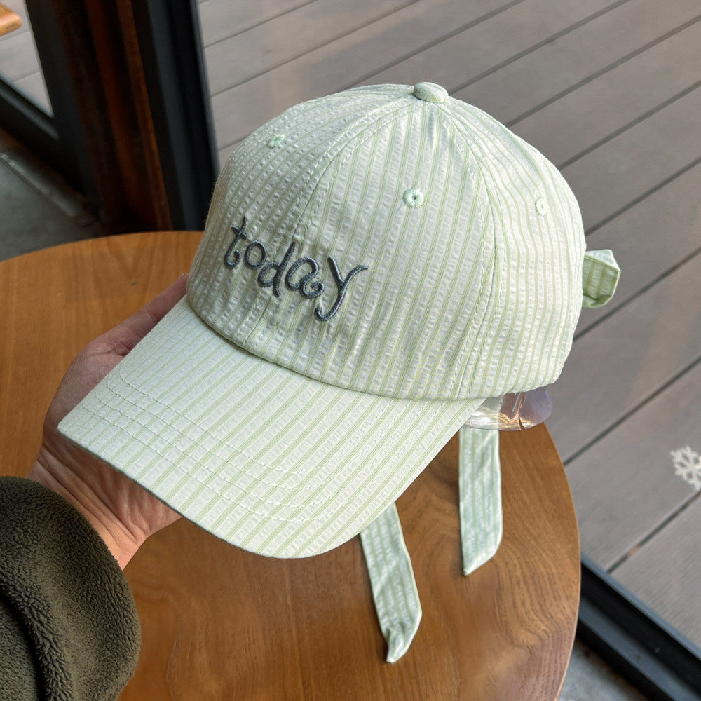 Striped Bowknot Baseball Cap - DippedShop Wholesale - #8179