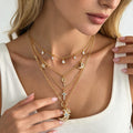 Stylish Gold Plated Multi Layer Moon Pendant Necklace 6W6JNC664