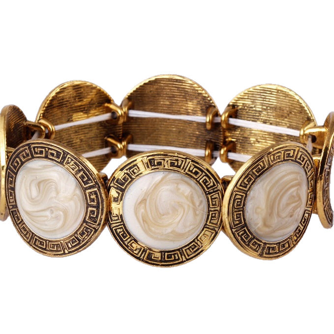 Retro Enamel Round Stretch Bangle Bracelet DP25F825