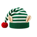 Christmas Elf-Eared Striped Knit Beanie with Pompom 6W6HAT830