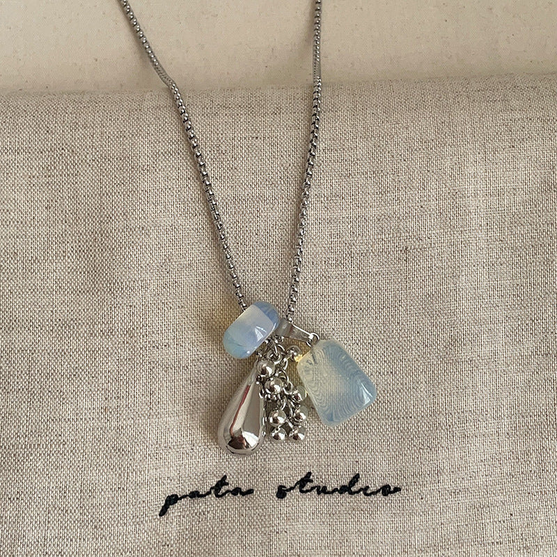 Elegant Natural Stone Pendant Choker Necklace 6W6JNC427