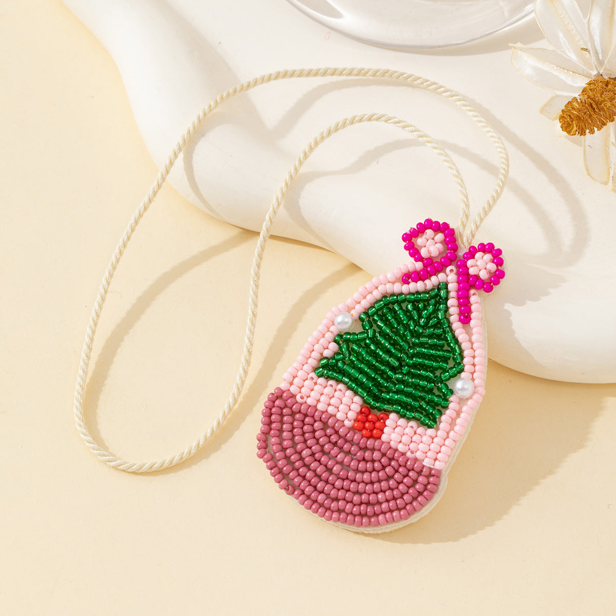 Fresh Handmade Beaded Christmas Tree Pendant Keychain 6W10BBC780