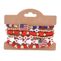 Stylish USA Flag Elastic Beaded Chain Bracelets Set 8ZA6JBR199T