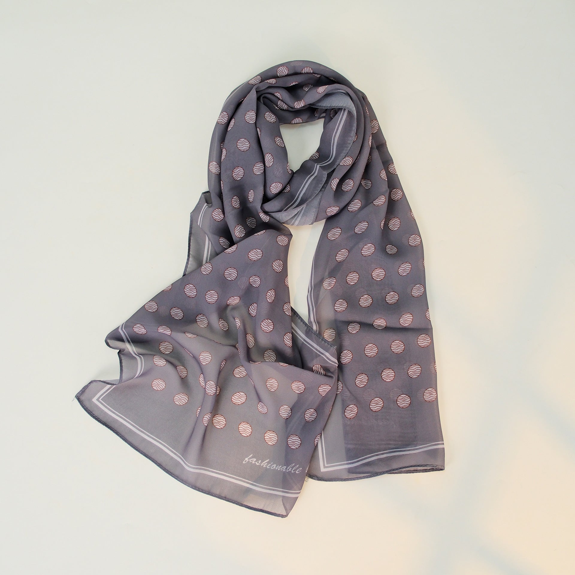 Chic Color Block Polka Dots Silk Scarf 6W6NSI256