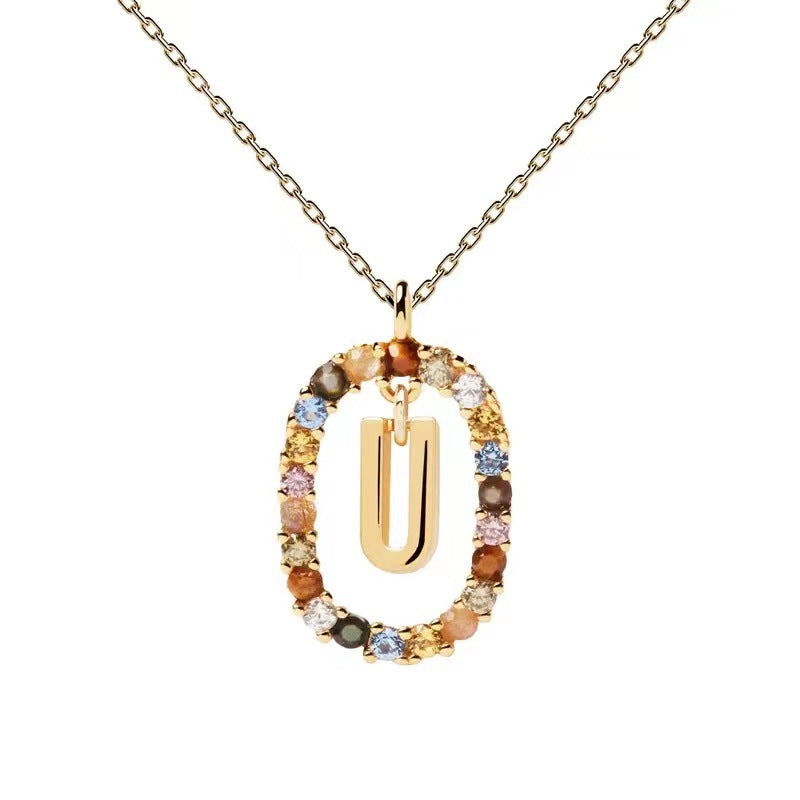 Colorful CZ Letter Pendant - DippedShop Wholesale - #8979