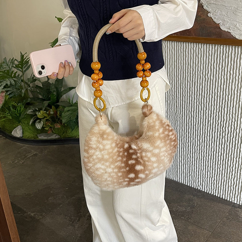 Trendy Soft Plush Deer Print Shoulder Bag 6W10BBG2373