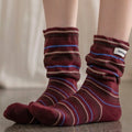 Fall Color Contrast Striped Slouch Crew Socks 6W8FSO521