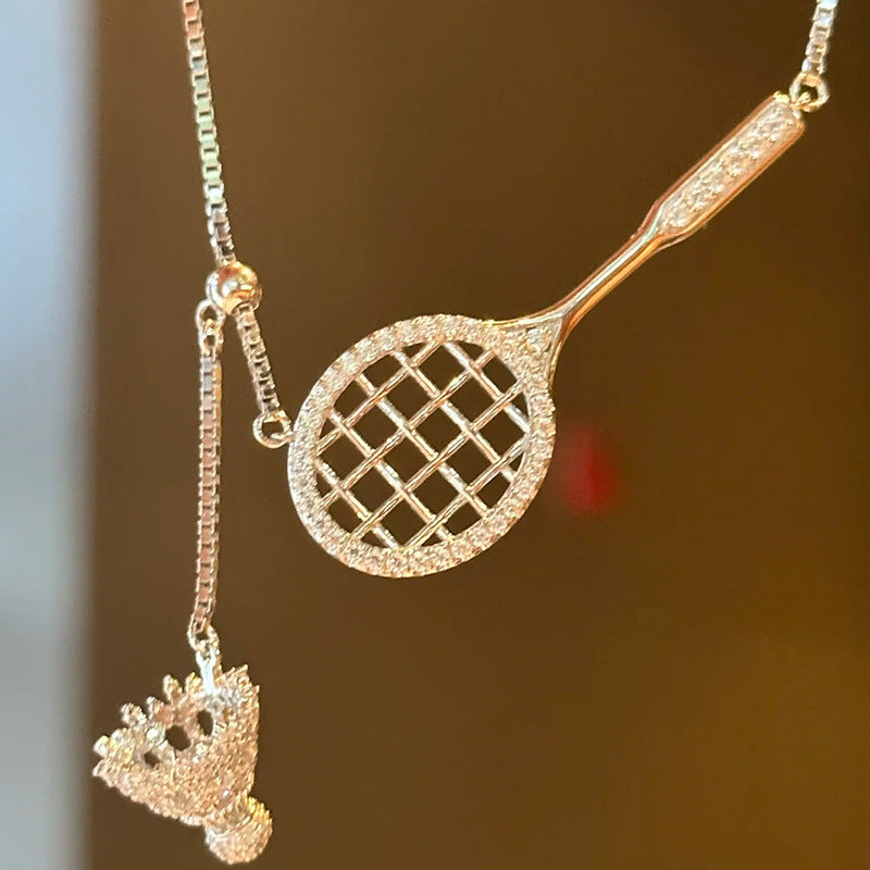 Trendy Badminton Racket Pendant Choker Necklace 6W6JNC390L