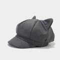 Cute Cat Ears Solid Color Warm Newsboy Hat 6W6HAT528