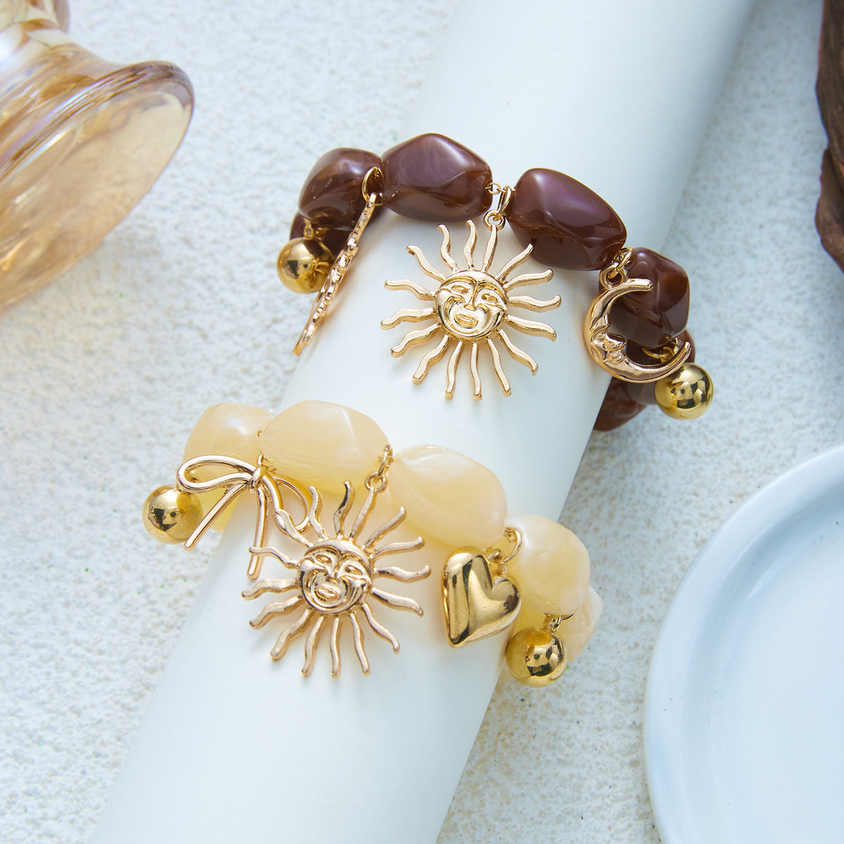 Vintage Irregular Resin Beaded Sun Pendant Bracelets 6W6JBR633