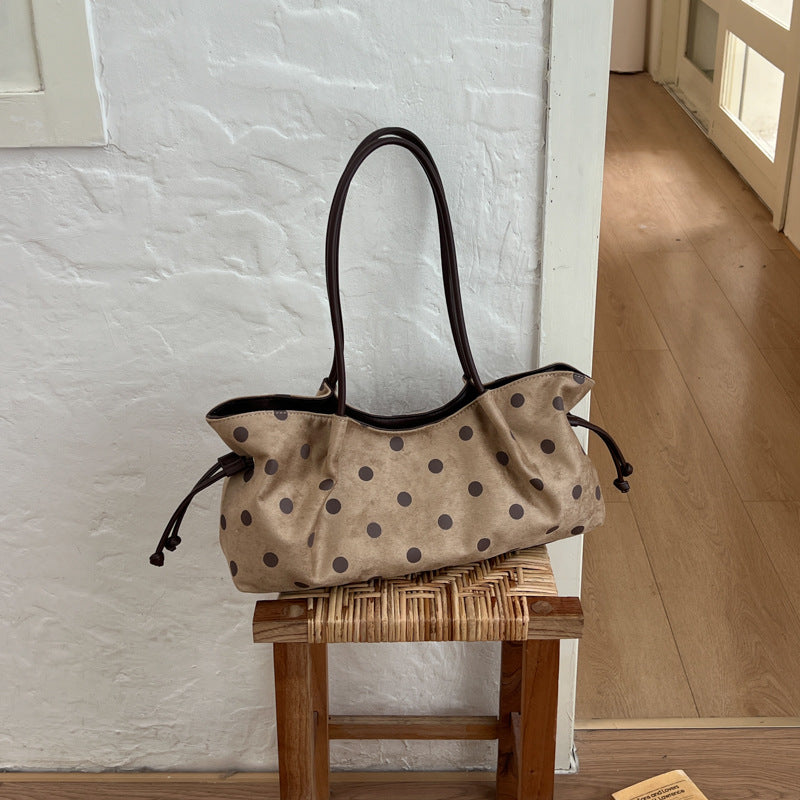 Vintage Polka Dots Ruched Shoulder Bag 6W10BBG2470