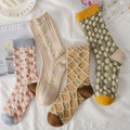Vintage 3D Floral Embossed Jacquard Crew Socks 6W8FSO663