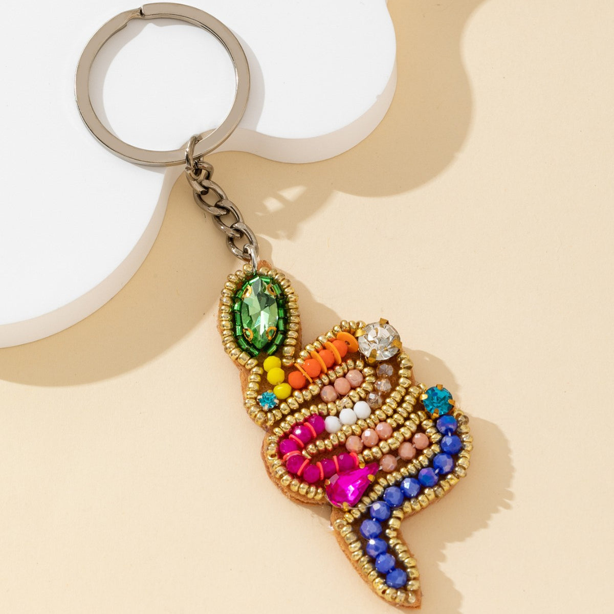 Colorful Beads Snake Shape Keychain Bag Charm 6W10BBC755