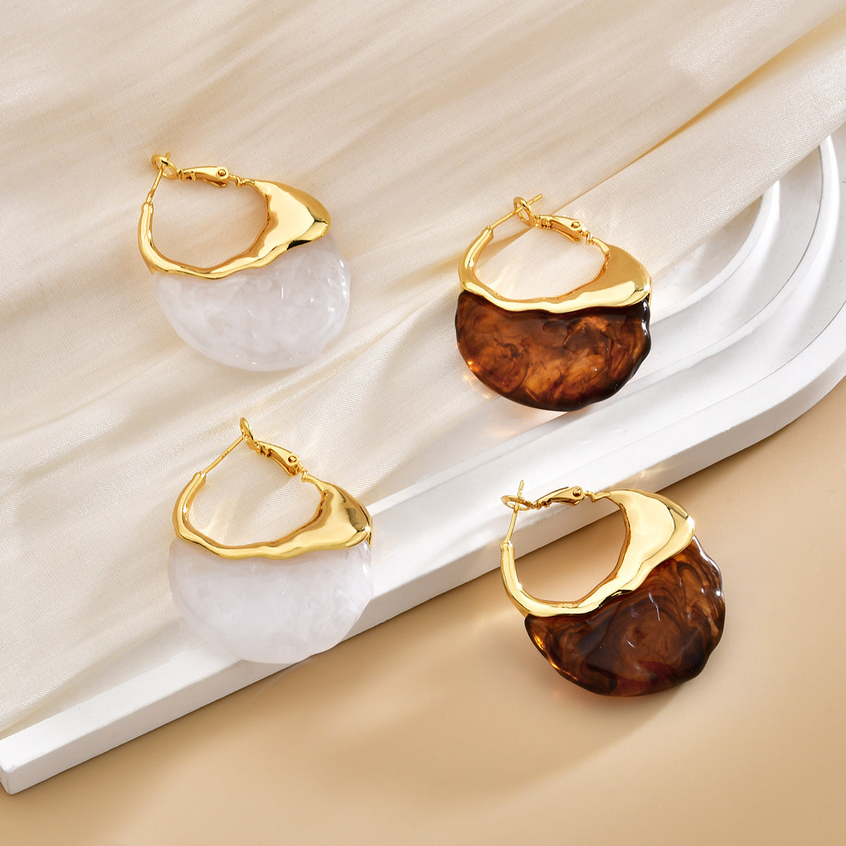 Irregular Resin Hoop Earrings - DippedShop Wholesale - #8435