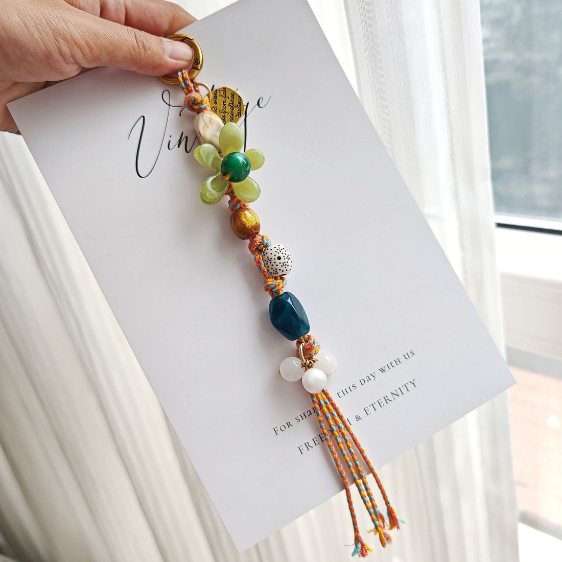 Flower Beaded Tassel Keychain - DippedShop Wholesale - #8339