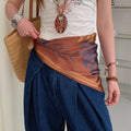 Stylish Leaf Print Soft Waist Belt Silk Scarf MK2BLW6W6NSI46