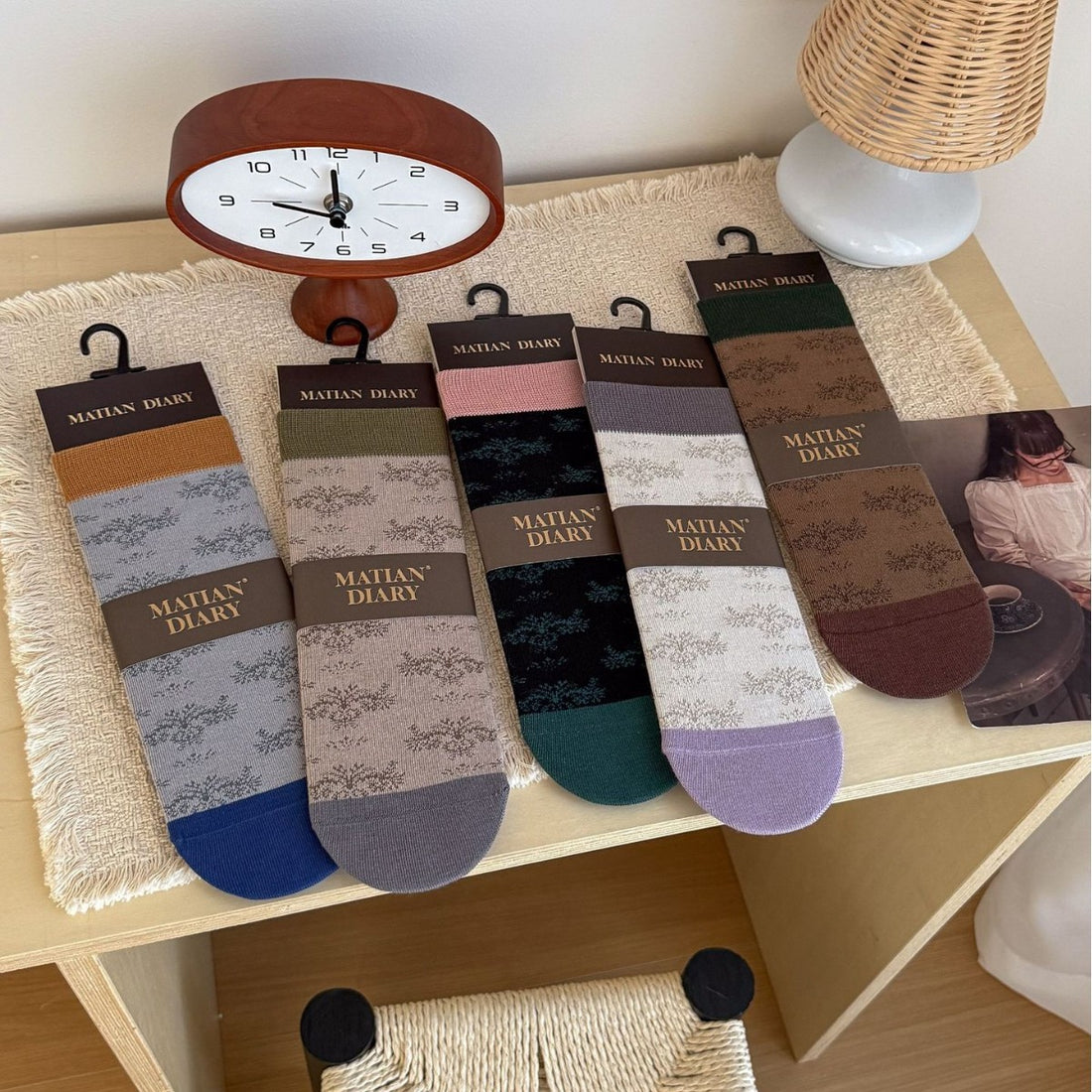 Floral Color Block Crew Socks - DippedShop Wholesale - #6691