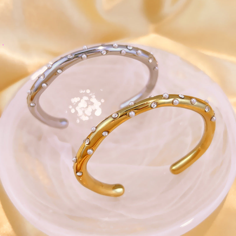 Trendy Rhinestone Pearl Open B - DippedShop Wholesale - #2115