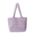 Solid Color Faux Shearling Shoulder Tote Bag 6W10BBG1882