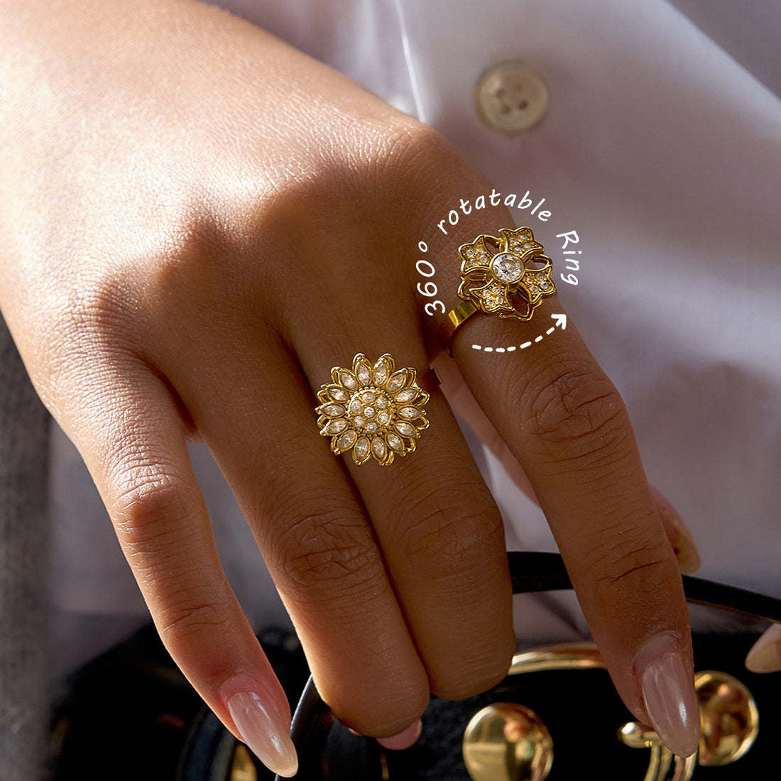 Rotatable Sunflower Ring - DippedShop Wholesale - #1267