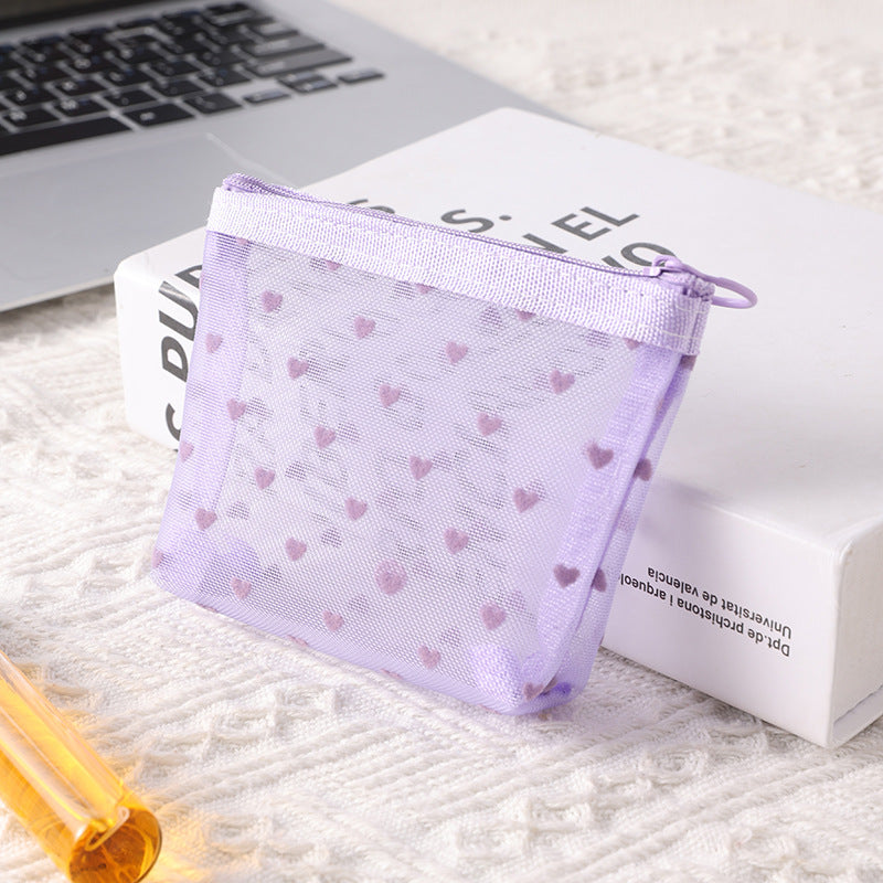 Purple Love Mesh Portable Make Up Bags DP25C620