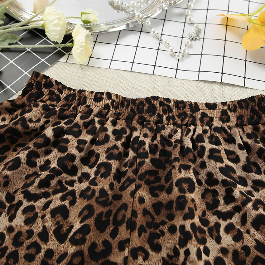 Leopard Print Lapel Sleepwear Set - DippedShop Wholesale - #0483