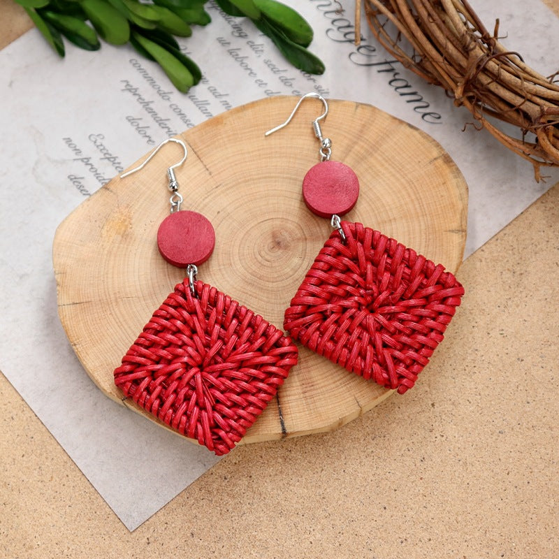 Boho Rattan Drop Dangle Earrings - DippedShop Wholesale - #1187