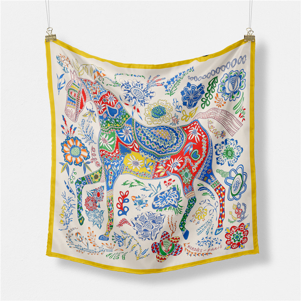 Fashion Abstract Print Versatile Square Silk Scarf 8BW6NSI14