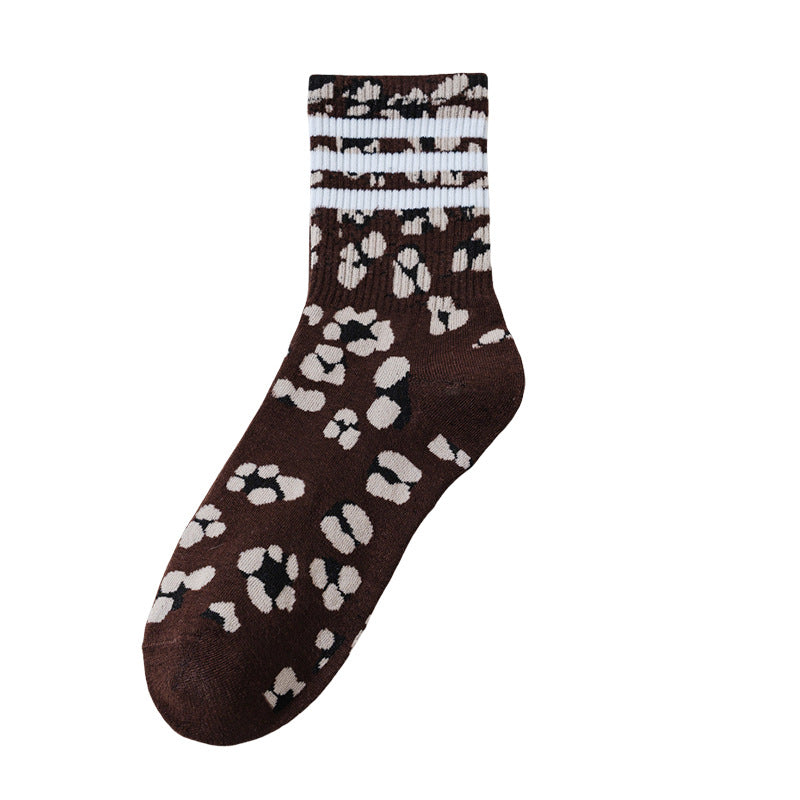 Stylish Leopard Print Non Slip Crew Socks 6W8FSO869