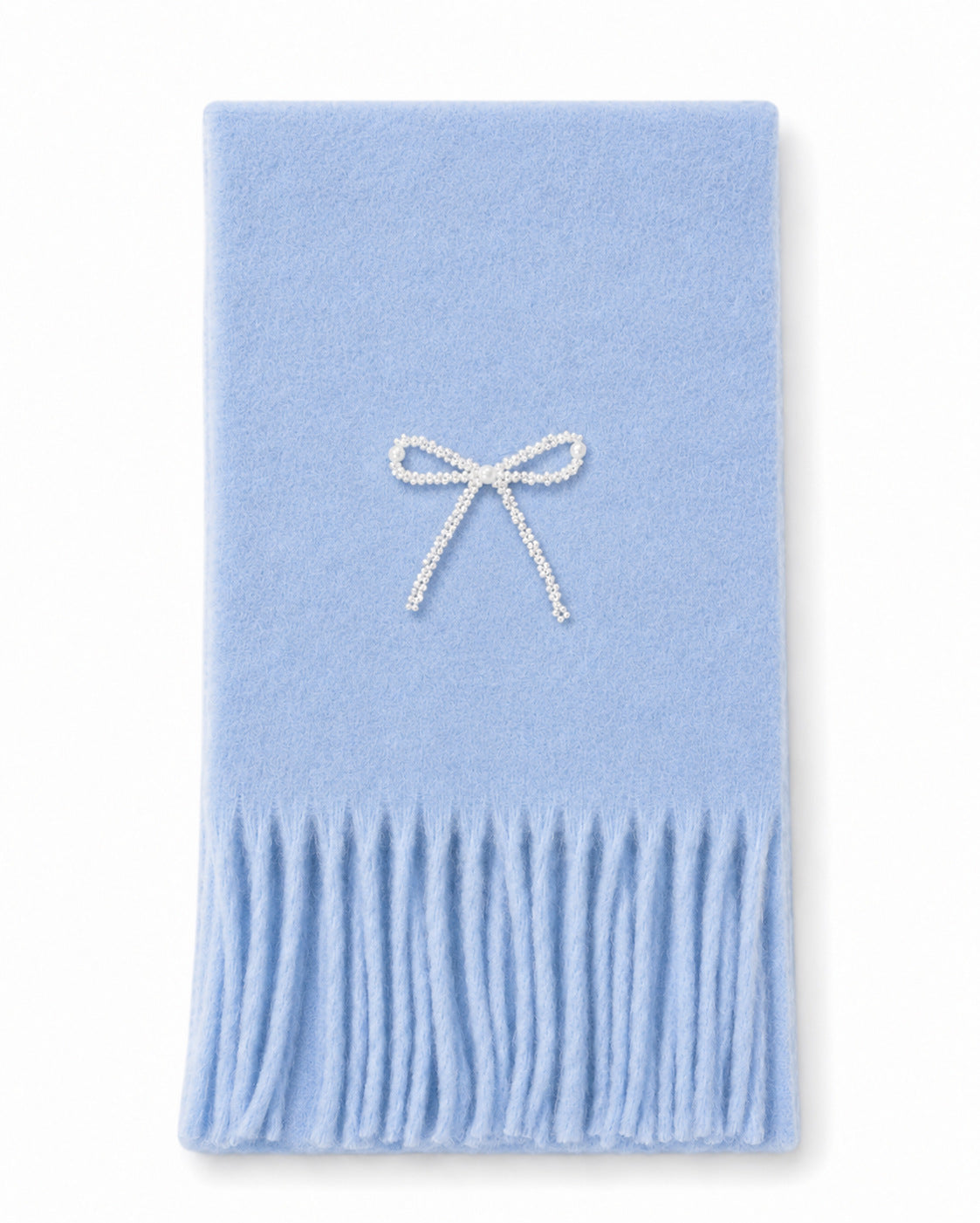 Elegant Pearl Bowknot Warm Tassel Scarf 6W6NSC128